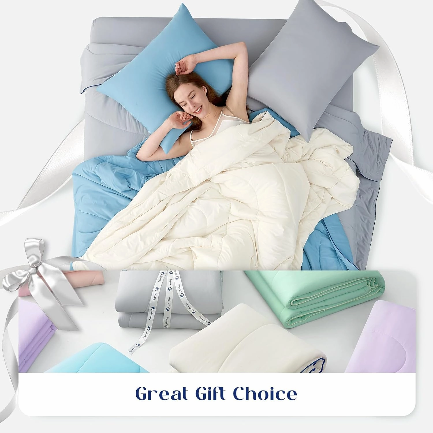 Outlast® Cooling Comforter, Instant Cooling Blanket for Hot Sleepers Queen King Size Bedding Quilt,Luxurious Bedding Comforter for All Season,NASA-Grade Temp Control for Deep Sleep