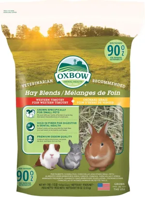 Oxbow Animal Health Hay Blends, Western Timothy & Orchard, Guinea Pig Hay, Small Pet Bunny Supplies, All Natural Grass for Guinea Pig & Rabbit, Oxbow Rabbit Supplies for Bunnies, 90 oz. bag