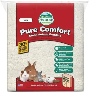 Oxbow Animal Health Pure Comfort Bedding, Rabbit, Hamster, & Guinea Pig Bedding, Bunny Supplies for Litter Box, Pet Safe, 99.9% Dust Free, White Paper, 72 Liter Bag