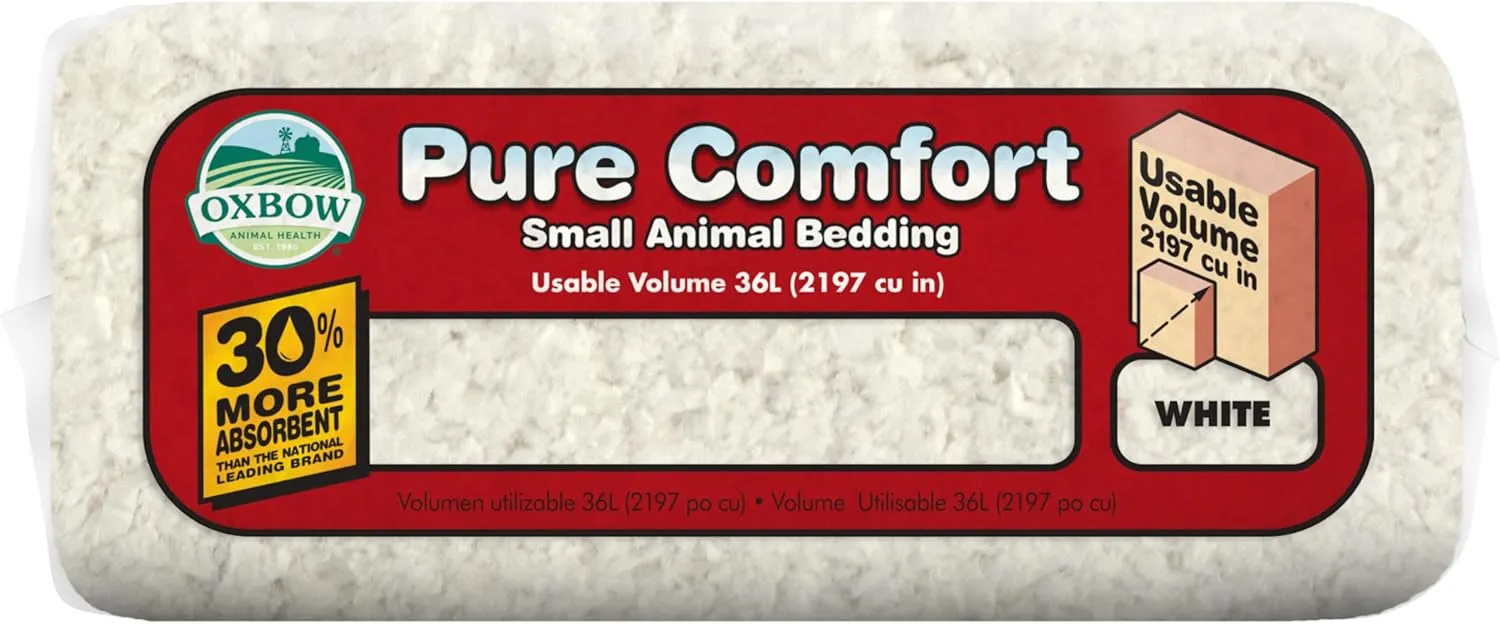 Oxbow Animal Health Pure Comfort Bedding, Rabbit, Hamster, & Guinea Pig Bedding, Bunny Supplies for Litter Box, Pet Safe, 99.9% Dust Free, White Paper, 72 Liter Bag