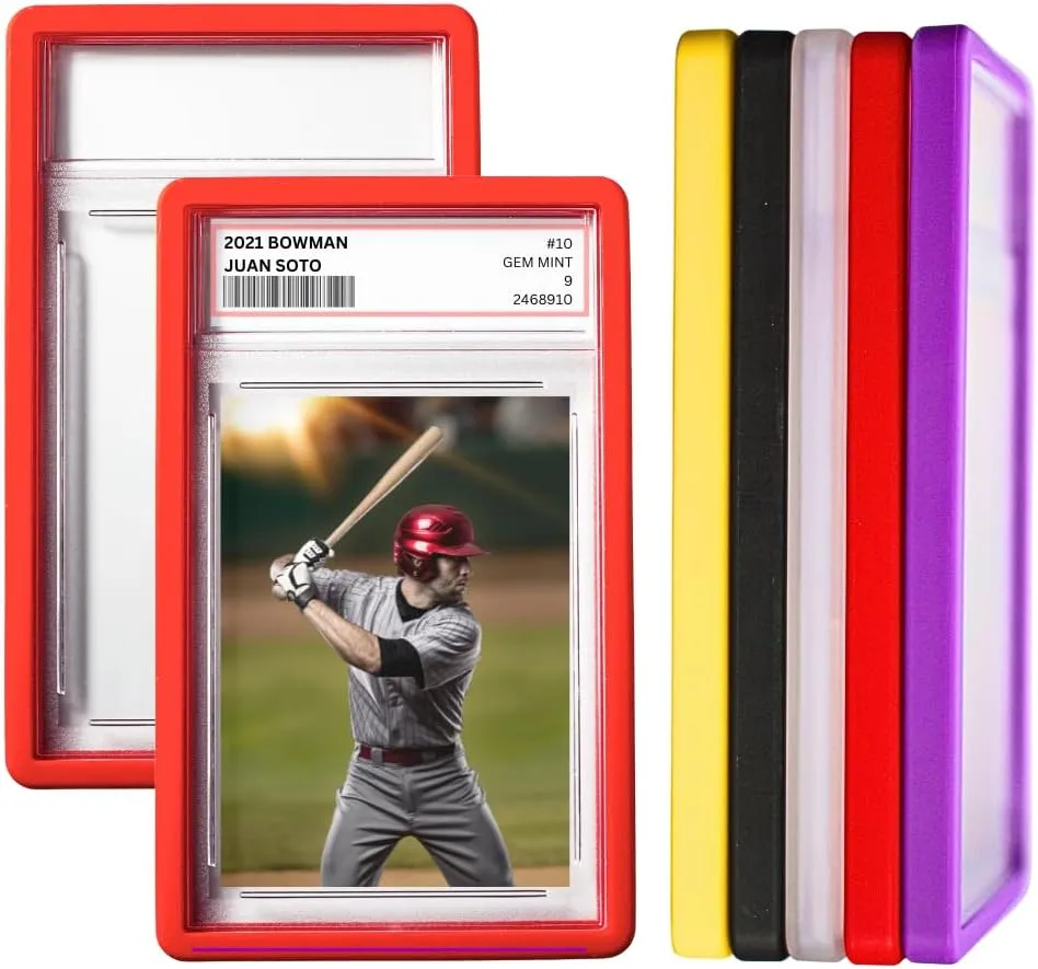 Pack of 5 Graded Card Case Bumper Guards Compatible with PSA Graded Cards, Includes 5 Graded Card Storage Display Sleeve Protectors (Black/Red)