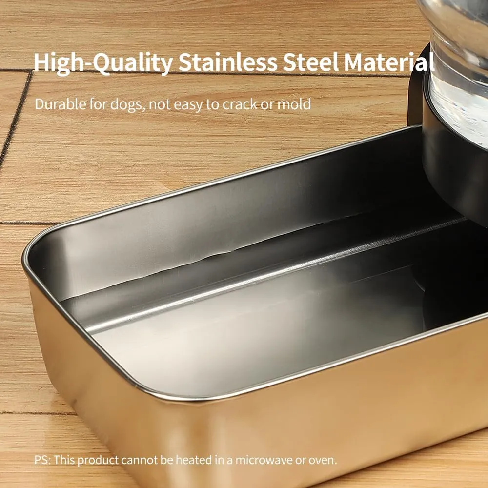 PAKEWAY Automatic Gravity Stainless Steel Pet Water Bowl Dispenserm, Dog Waterer - 1.9 Gal/7.2L Large Capacity for Medium & Large Dogs