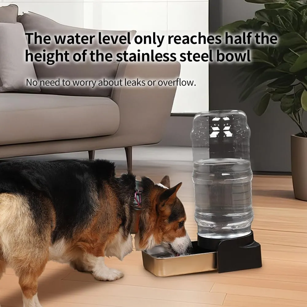 PAKEWAY Automatic Gravity Stainless Steel Pet Water Bowl Dispenserm, Dog Waterer - 1.9 Gal/7.2L Large Capacity for Medium & Large Dogs