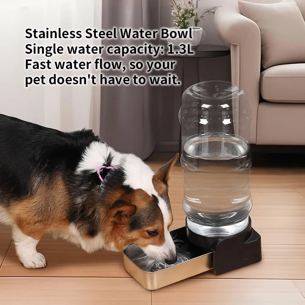 PAKEWAY Automatic Gravity Stainless Steel Pet Water Bowl Dispenserm, Dog Waterer - 1.9 Gal/7.2L Large Capacity for Medium & Large Dogs