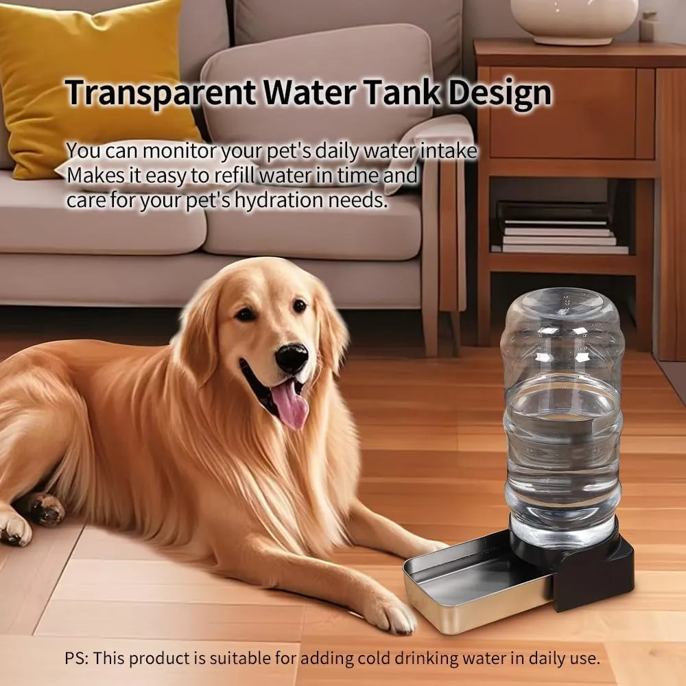 PAKEWAY Automatic Gravity Stainless Steel Pet Water Bowl Dispenserm, Dog Waterer - 1.9 Gal/7.2L Large Capacity for Medium & Large Dogs