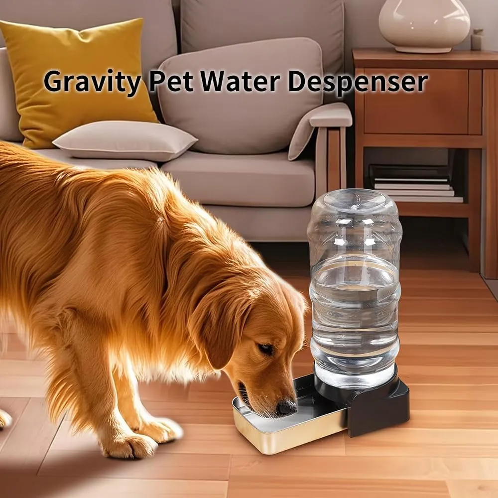 PAKEWAY Automatic Gravity Stainless Steel Pet Water Bowl Dispenserm, Dog Waterer - 1.9 Gal/7.2L Large Capacity for Medium & Large Dogs