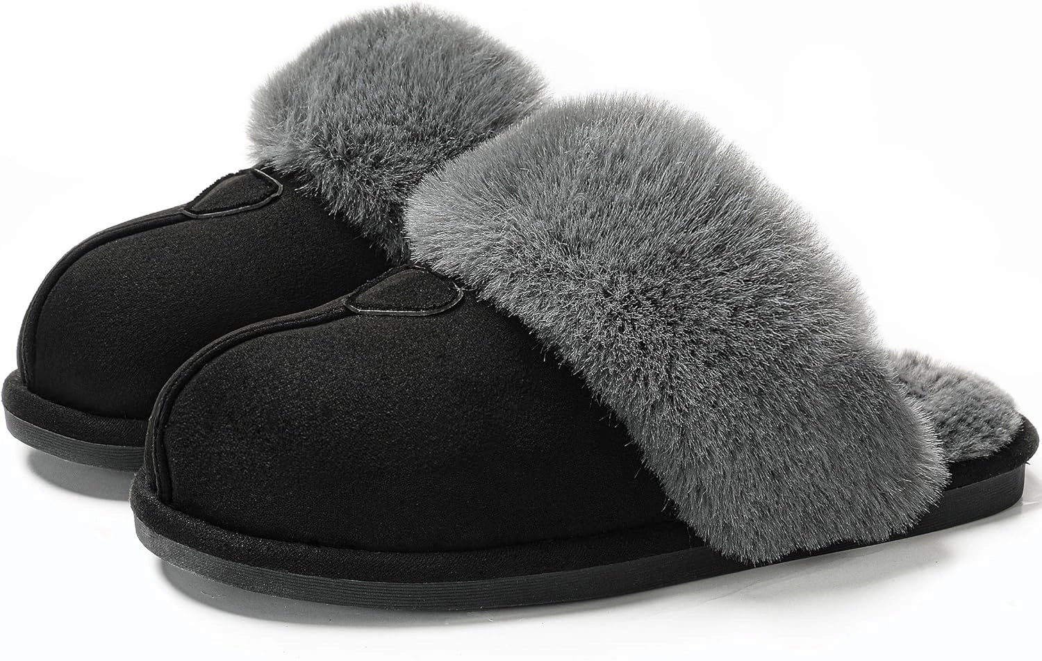 Parlovable Womens Fuzzy Slippers Memory Foam Suede House Slippers Faux Fur Indoor Outdoor Shoes