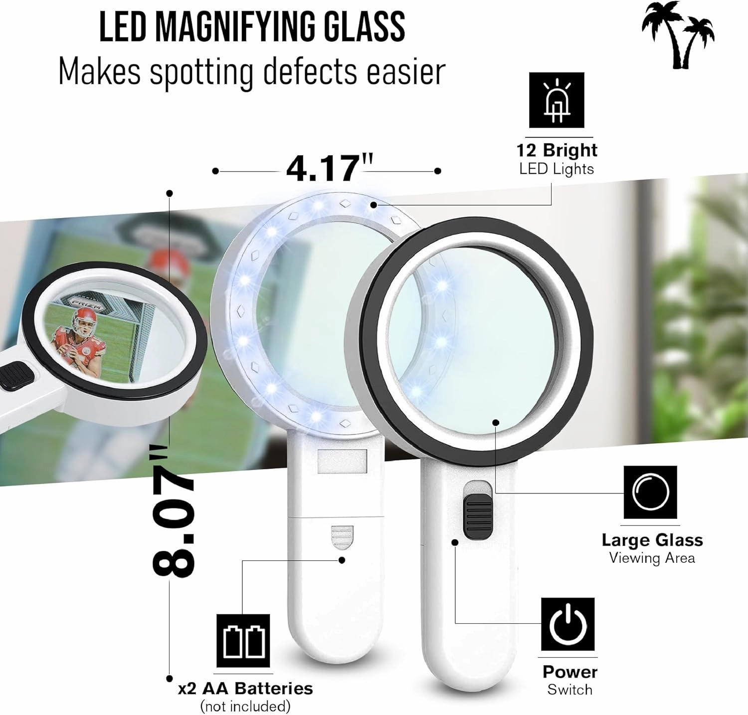 Passive Paradise Card Grading Centering Tool Set - 30x LED Magnifying Tool & Cleaning Cloth Included - Sports Trading Card Submission Pre-Inspection Kit (Centering Tool & LED Magnifying Glass)