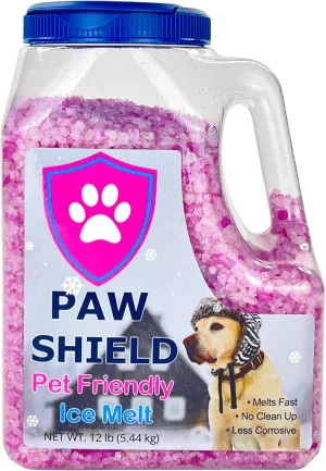 Paw Shield Pet Friendly Ice Melt (12 LB)- A Dual Acting, Natural Based Ice Melt for Snow with a Melting Power of Below Zero Degrees. Keep Your Family Safe During Winters Harshest Conditions!