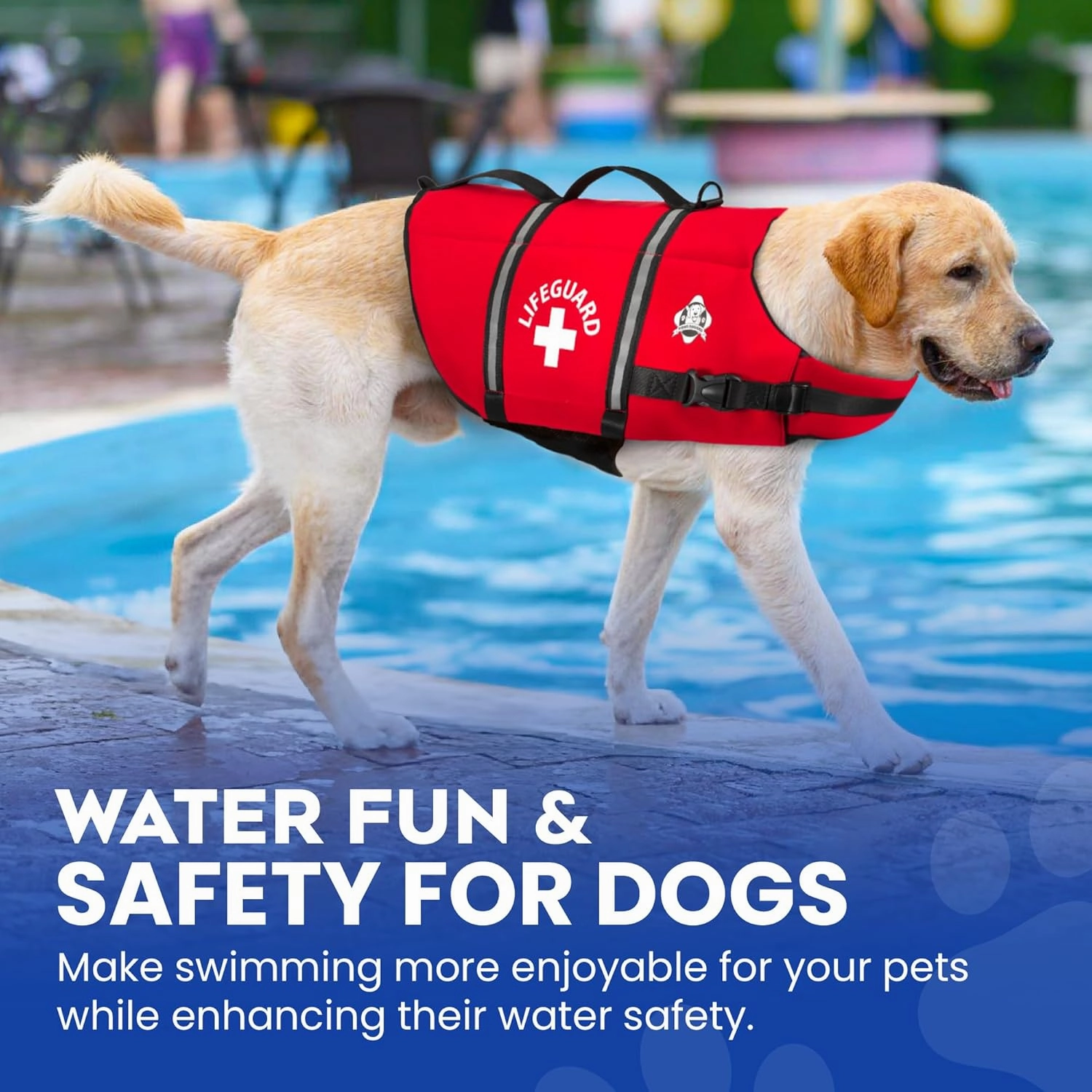 Paws Aboard Dog Life Jacket - Keep Your Canine Safe with a Neoprene Life Vest for Swimming and Boating - Available in Different Sizes, Color and Design to Choose - Red, Large