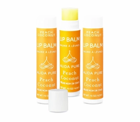 Peach Coconut Lip Balm Collection, Vegan Set, Lip Balm, Beeswax Free, with Avocado And, Organic Jojoba Oil, and Vitamin E, Natural Moisturizer for Dry, Chapped Lips, 3 Tube Set