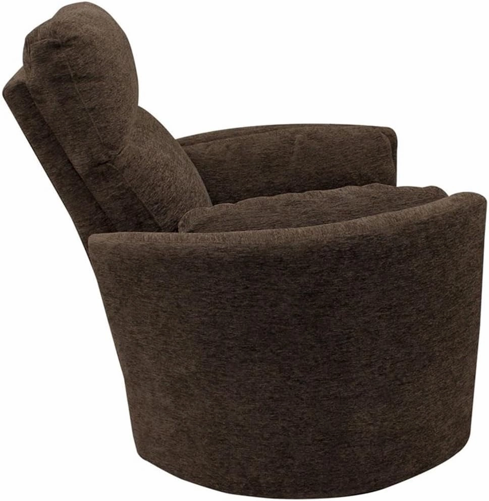 Pemberly Row Polyester Power Swivel Glider Recliner in Brown
