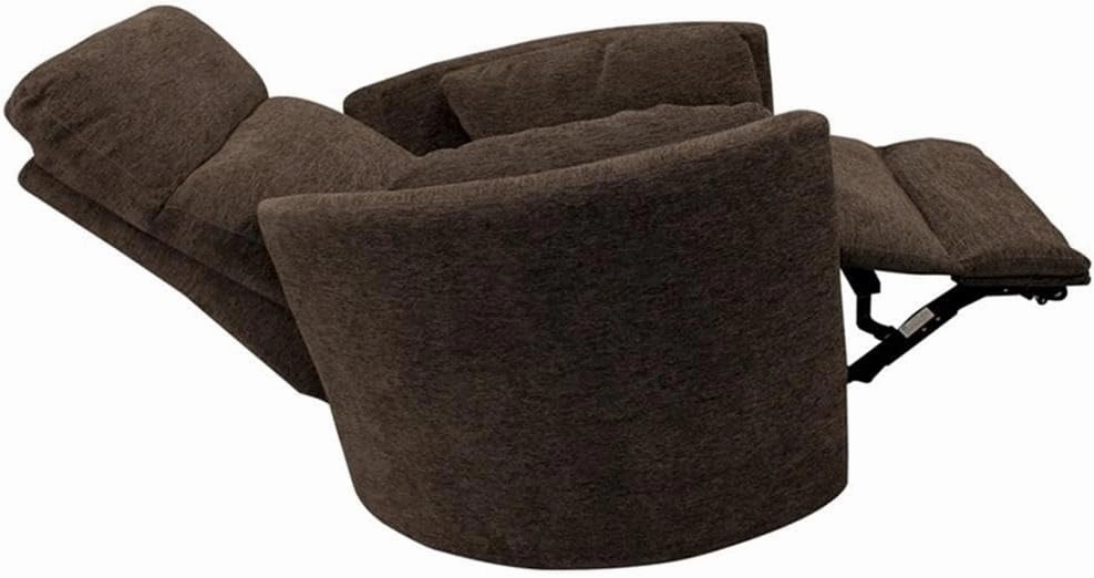Pemberly Row Polyester Power Swivel Glider Recliner in Brown