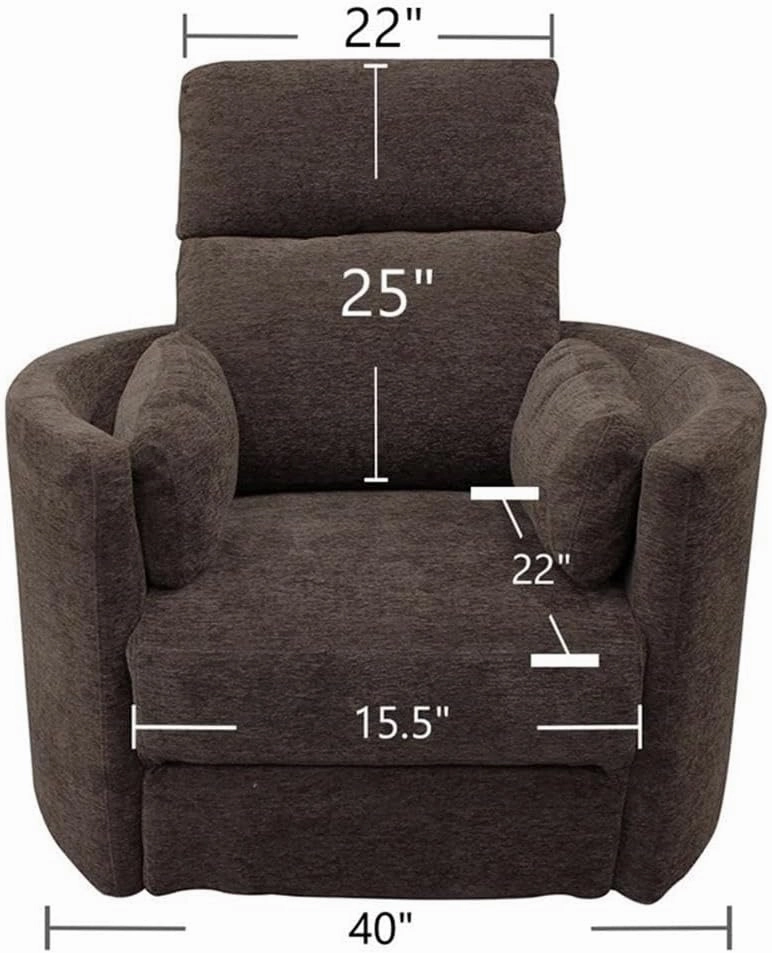 Pemberly Row Polyester Power Swivel Glider Recliner in Brown