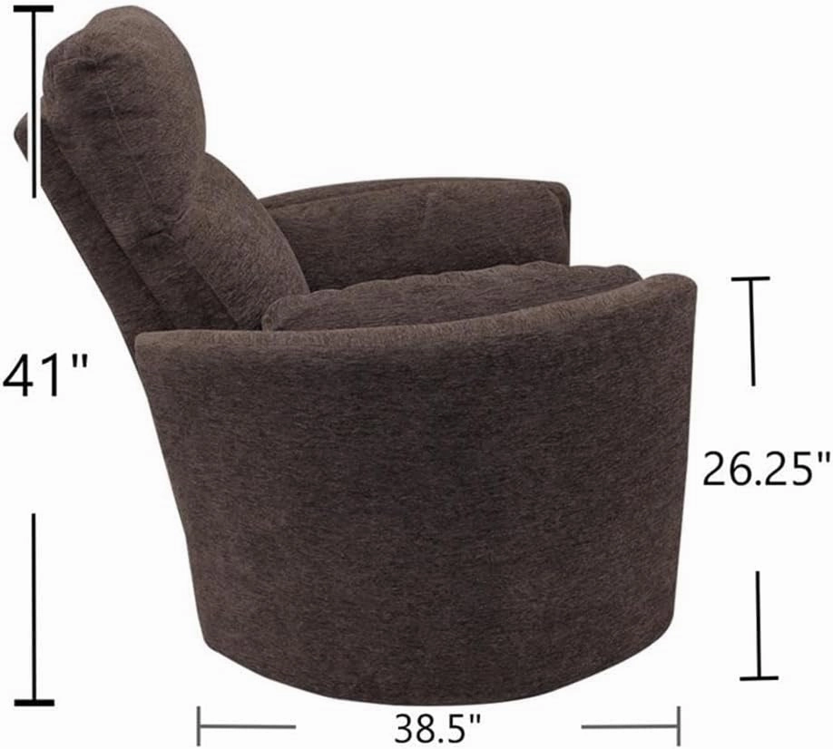 Pemberly Row Polyester Power Swivel Glider Recliner in Brown