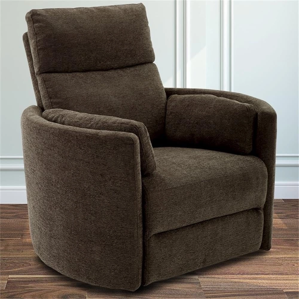 Pemberly Row Polyester Power Swivel Glider Recliner in Brown