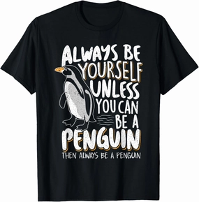 Penguin Lovers & Cute Penguins Always Be a Penguin - Funny Penguin Lover Unisex-Kids T-Shirt - Black - Small - Short Sleeve - Classic Fit - Modern - Novelty - Cotton 60%, Polyester 40%