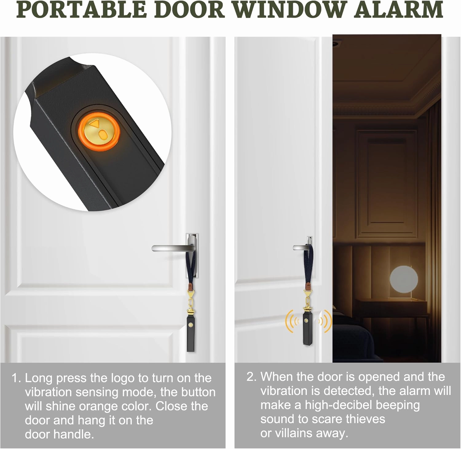Personal Safety Alarm for Women, Vibration Sensing, Rechargeable 125dB Self Defense Alarm with Strobe Light with Wrist Key Strap
