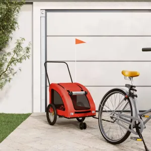 Pet Bike Trailer with Durable Iron Frame and Fabric Cover, Comfortable and Safe for Small Pets, Orange and Gray