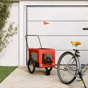Pet Bike Trailer with Zippered Doors and Mesh Windows, Durable Iron Frame, Comfortable Design, Orange and Black