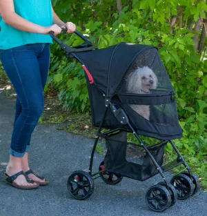 Pet Gear No-Zip Happy Trails Lite Pet Stroller for Cats/Dogs, Zipperless Entry, Easy Fold with Removable Liner, Safety Tether, Storage Basket   Cup Holder, 3 Colors