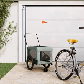 Pet Bike Trailer Durable Fabric and Iron Construction, Spacious Cabin for Comfort and Safety, Gray and Black
