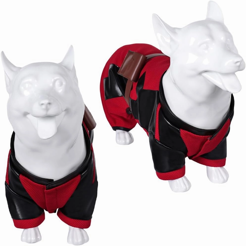 Pet Costume Puppy Uniform Clothing Dog Halloween Outfit Cat Clothes Roleplay Props with Belt Bag Cosplay Accessories