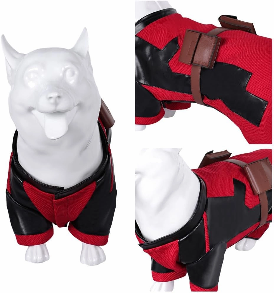 Pet Costume Puppy Uniform Clothing Dog Halloween Outfit Cat Clothes Roleplay Props with Belt Bag Cosplay Accessories