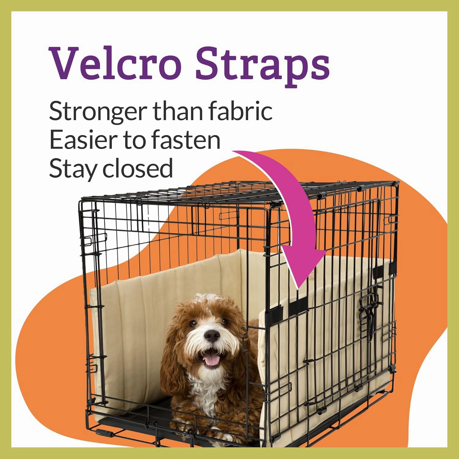 Pet Dreams Dog Crate Bumper - Comfy Liner & Dog Tail Protector for Inside Crate, Fits iCrate Cages 18, 24, 30, 36, 42, 48 Inches (Khaki, Small, 24")