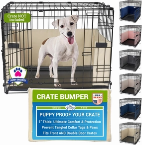 Pet Dreams Dog Crate Bumper - Comfy Liner & Dog Tail Protector for Inside Crate, Fits iCrate Cages 18, 24, 30, 36, 42, 48 Inches (Khaki, Small, 24")