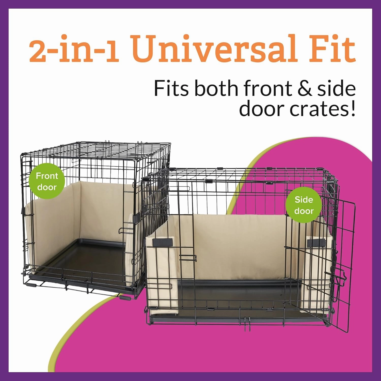 Pet Dreams Dog Crate Bumper - Comfy Liner & Dog Tail Protector for Inside Crate, Fits iCrate Cages 18, 24, 30, 36, 42, 48 Inches (Khaki, Small, 24")