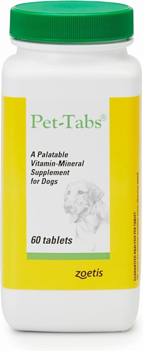 Pet-Tabs Multivitamin and Mineral Supplement for Dogs, Chewable Tablet, 60 Count Bottle