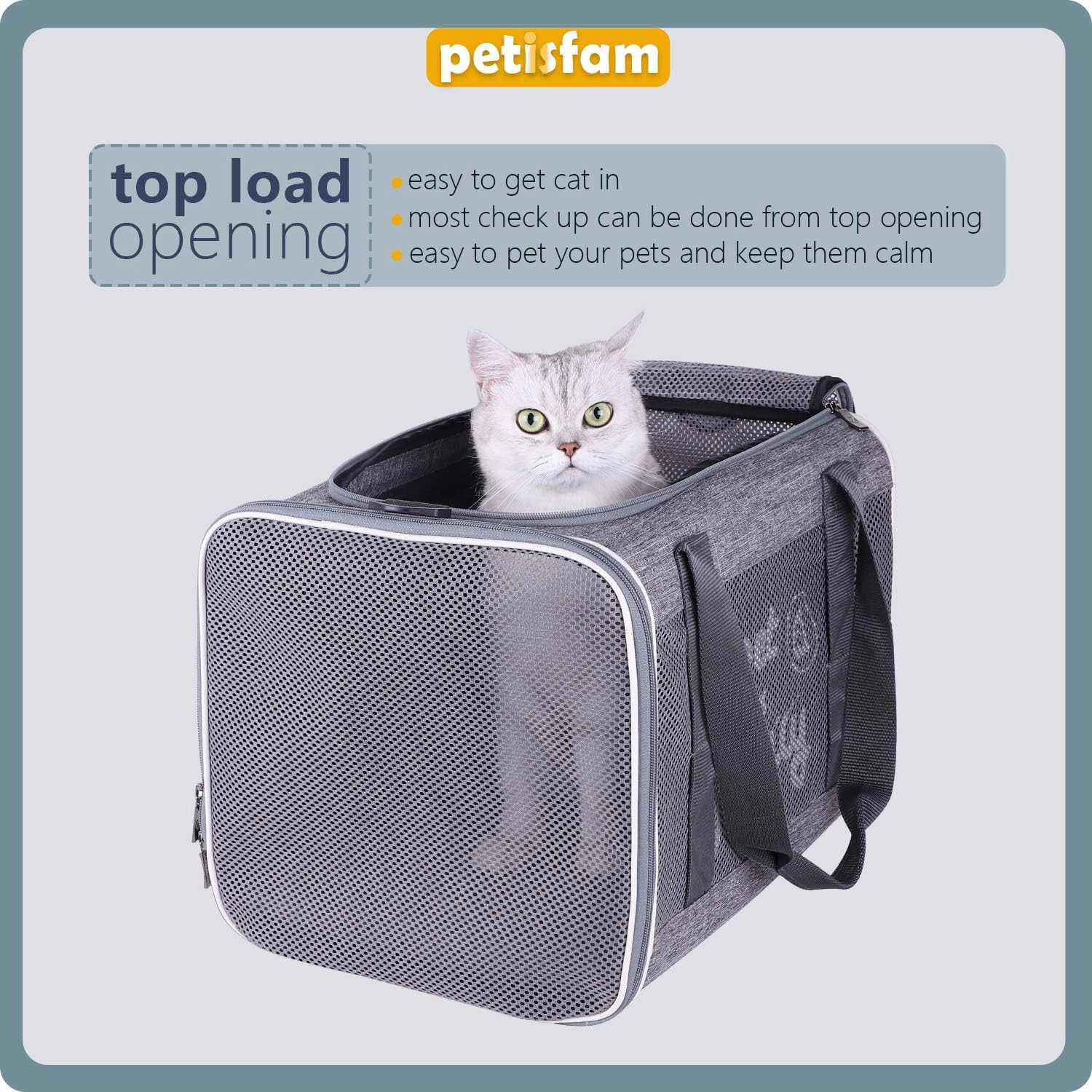 petisfam Large Cat Carrier with Privacy Flaps for Nervous and Sensitive Cats