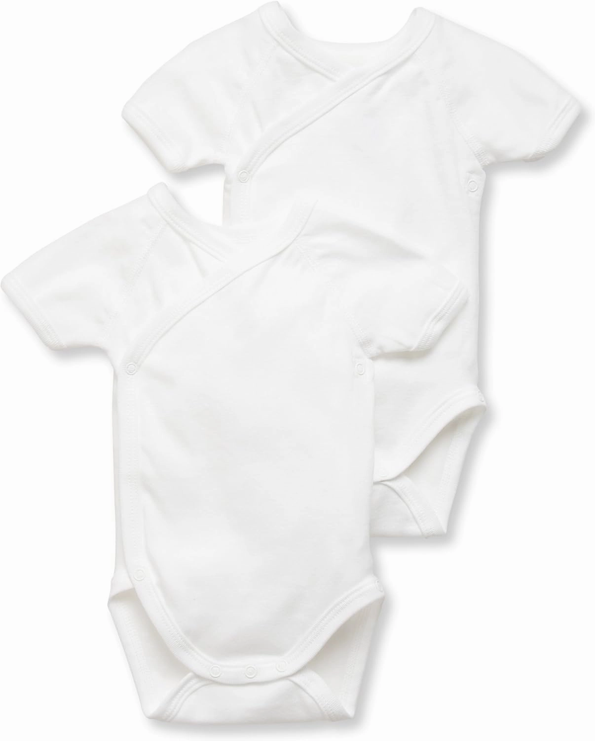 Petit Bateau Pack of 2 Unisex Newborn Baby Plain Short-Sleeve Bodysuits Style 15090 Sizes NB-36/M (Size 1 Month Style 15090 Unisex) White