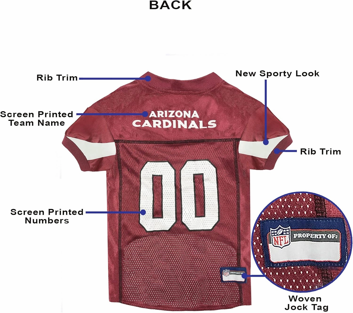 Pets First NFL Arizona Cardinals Dog Jersey, Medium. Best Football Jersey Costume for Dogs & Cats. Licensed Shirt