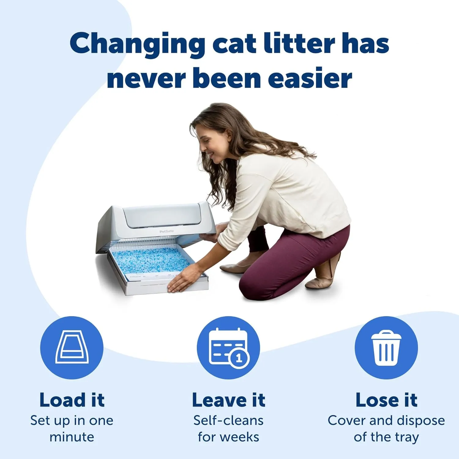 PetSafe ScoopFree Crystal Cat Litter & Refill Tray with Lid, Fresh Scent, 4.3 Lb Bag with Each Tray, Pack of 6