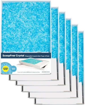 PetSafe ScoopFree Crystal Cat Litter & Refill Tray with Lid, Fresh Scent, 4.3 Lb Bag with Each Tray, Pack of 6