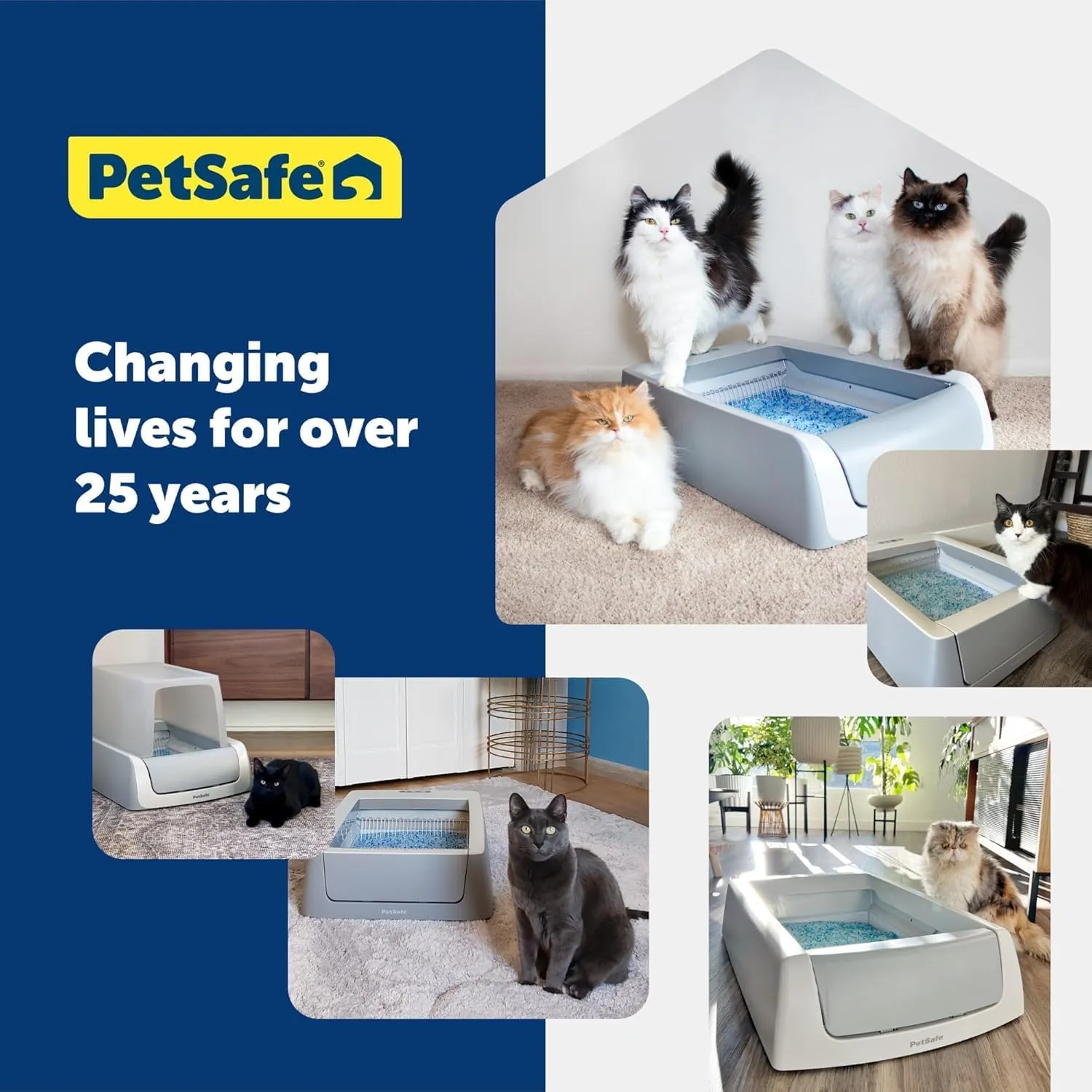 PetSafe ScoopFree Crystal Cat Litter & Refill Tray with Lid, Fresh Scent, 4.3 Lb Bag with Each Tray, Pack of 6