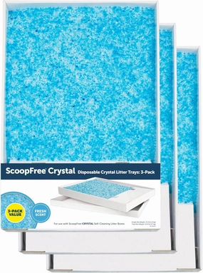 PetSafe ScoopFree Crystal Cat Litter & Refill Tray with Lid, Fresh Scent, 4.3 Lb Bag with Each Tray, Pack of 3