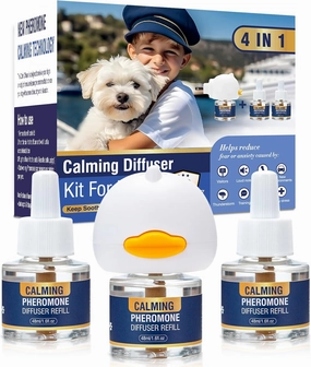 Pheromone Dog Calming Diffuser Appeasing Pet Pheromones 4 in 1 Diffuser to Calm Kit for Anxiety Relief Reduce Barking Aggression Fighting Stress