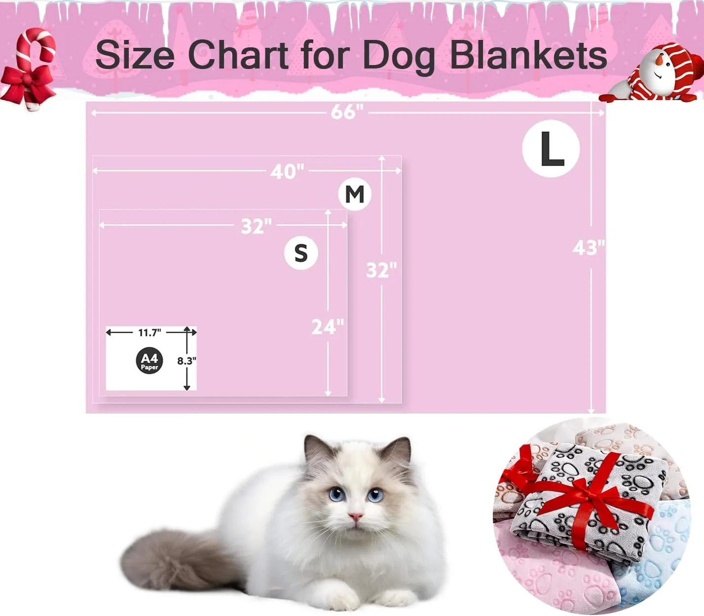 Pink Blanket for Dog Accessories Girl, Pink Stuff for Small Puppy Kitten Indoor Cats, Washable Soft Dog Blanket Supplies