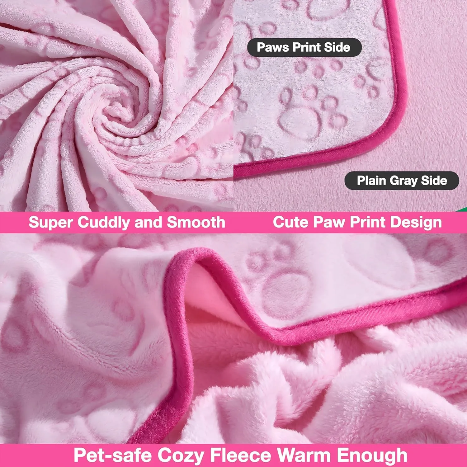 Pink Blanket for Dog Accessories Girl, Pink Stuff for Small Puppy Kitten Indoor Cats, Washable Soft Dog Blanket Supplies
