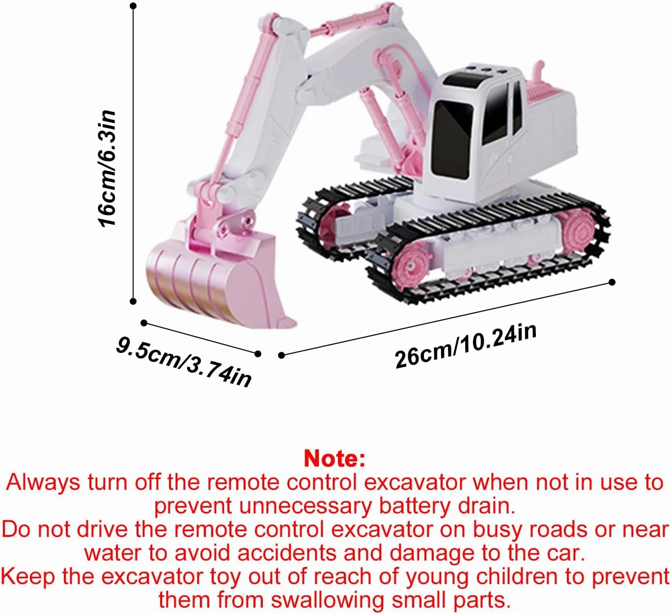 Pink RC Excavator, 6 Channel 2.4Ghz RC Construction Vehicle, 1:24 Scale Pink Excavator Toy with 360° Rotation, Light Sound and DIY Stickers Birthday Gift for 4-12 Girls Kids