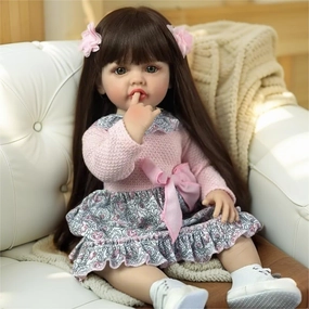 Pinky Reborn 22inch 55cm Real Life Reborn Baby Dolls Girl Full Body Soft Vinyl Silicone Realistic Newborn Dolls Lifelike Baby Doll Toy for Kids 3 