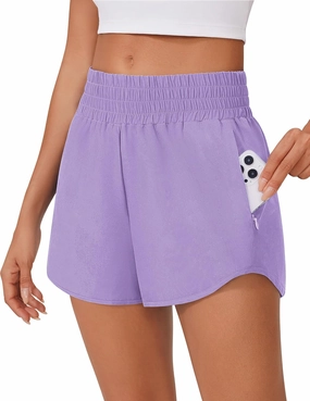 PINSPARK High Waisted Running Shorts for Women 3" Inseam Mesh Liner Quick Dry Sport Athletic Workout Shorts with Zip Pockets