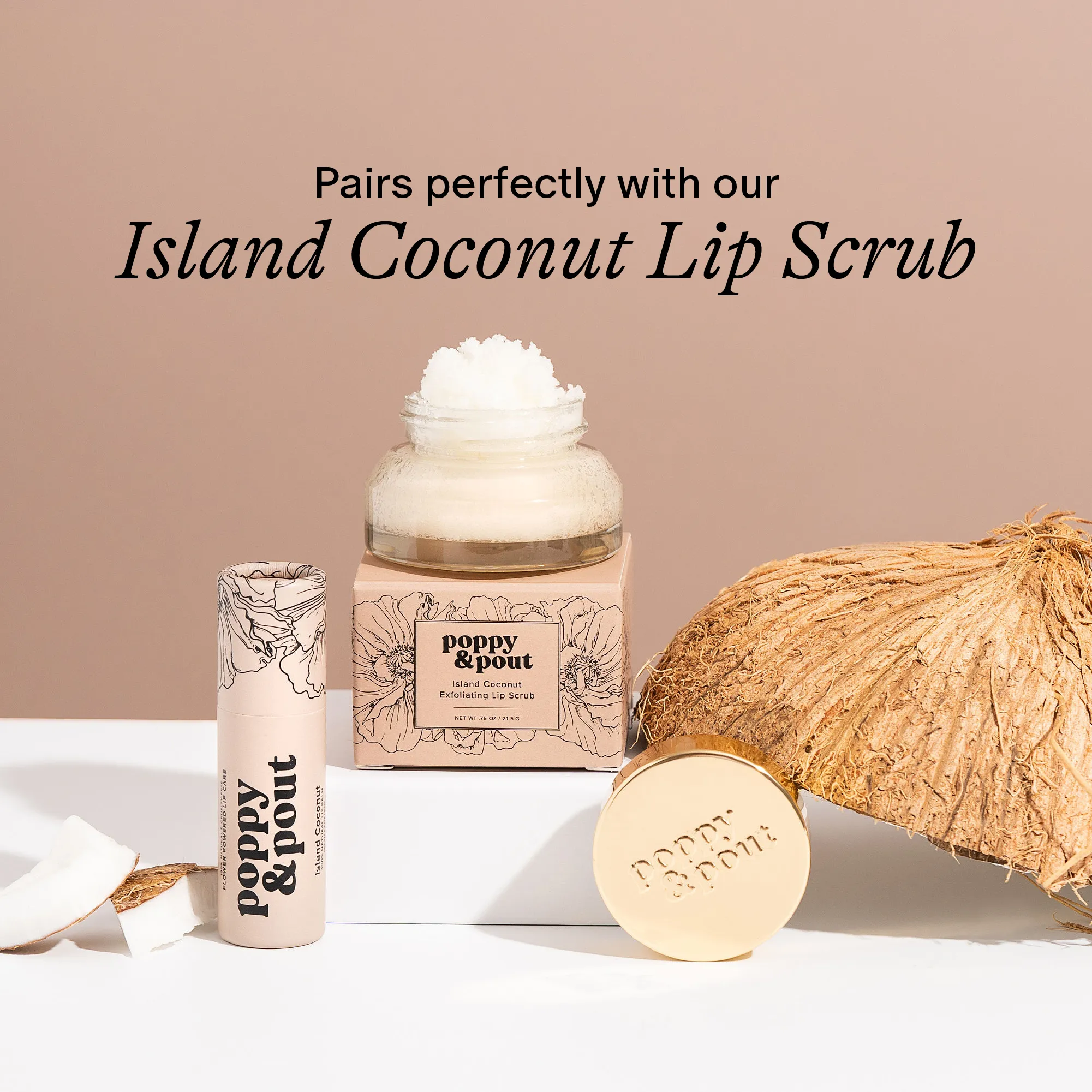 Poppy and Pout Lip Balm, Island Coconut