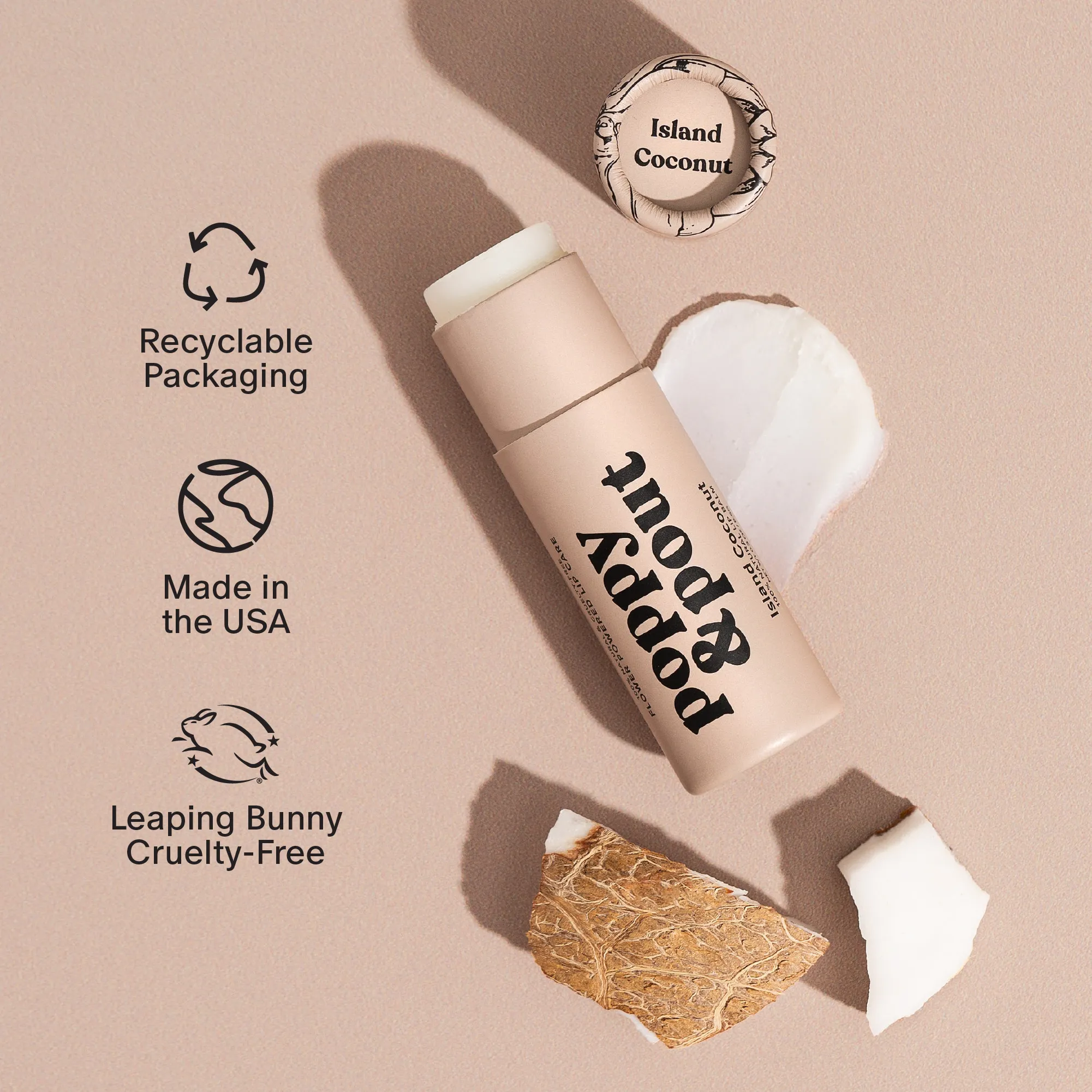 Poppy and Pout Lip Balm, Island Coconut