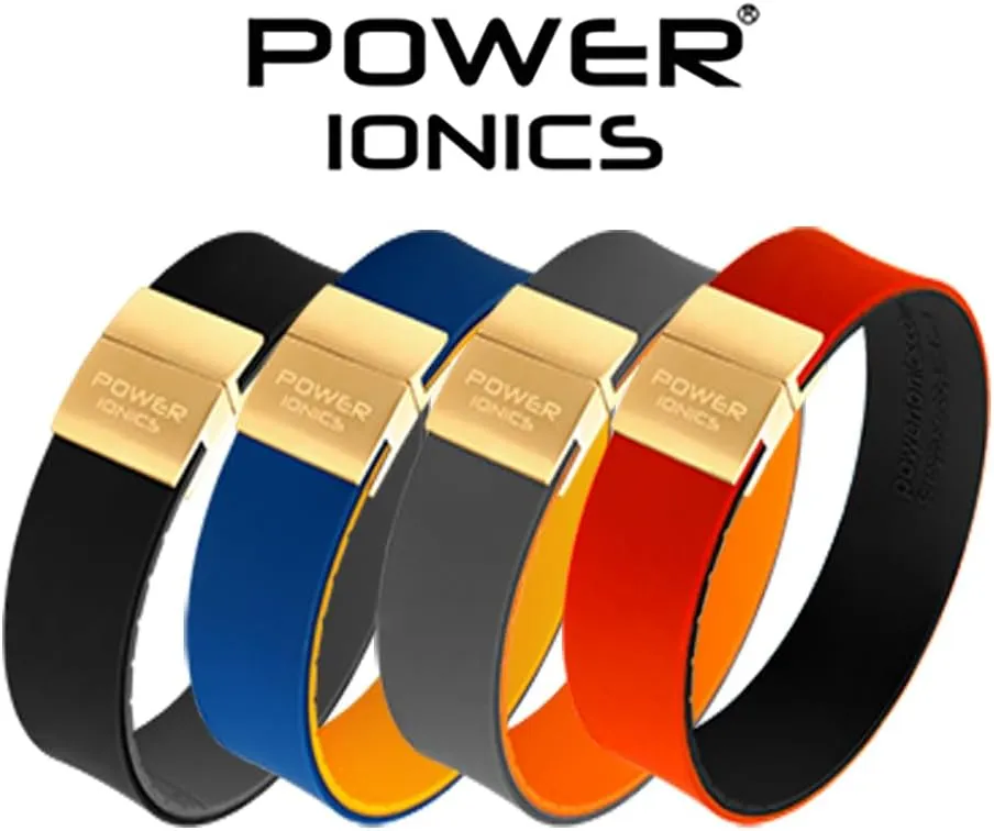 Power Ionics Balance Bracelet for Men and Women with Magnetic Stainless Steel Buckle - Black, Gold, Silver - Black/Gray Silicone Band, Adjustable 13-21 cm Length, 2 cm Width, Jewelry Gift Bag
