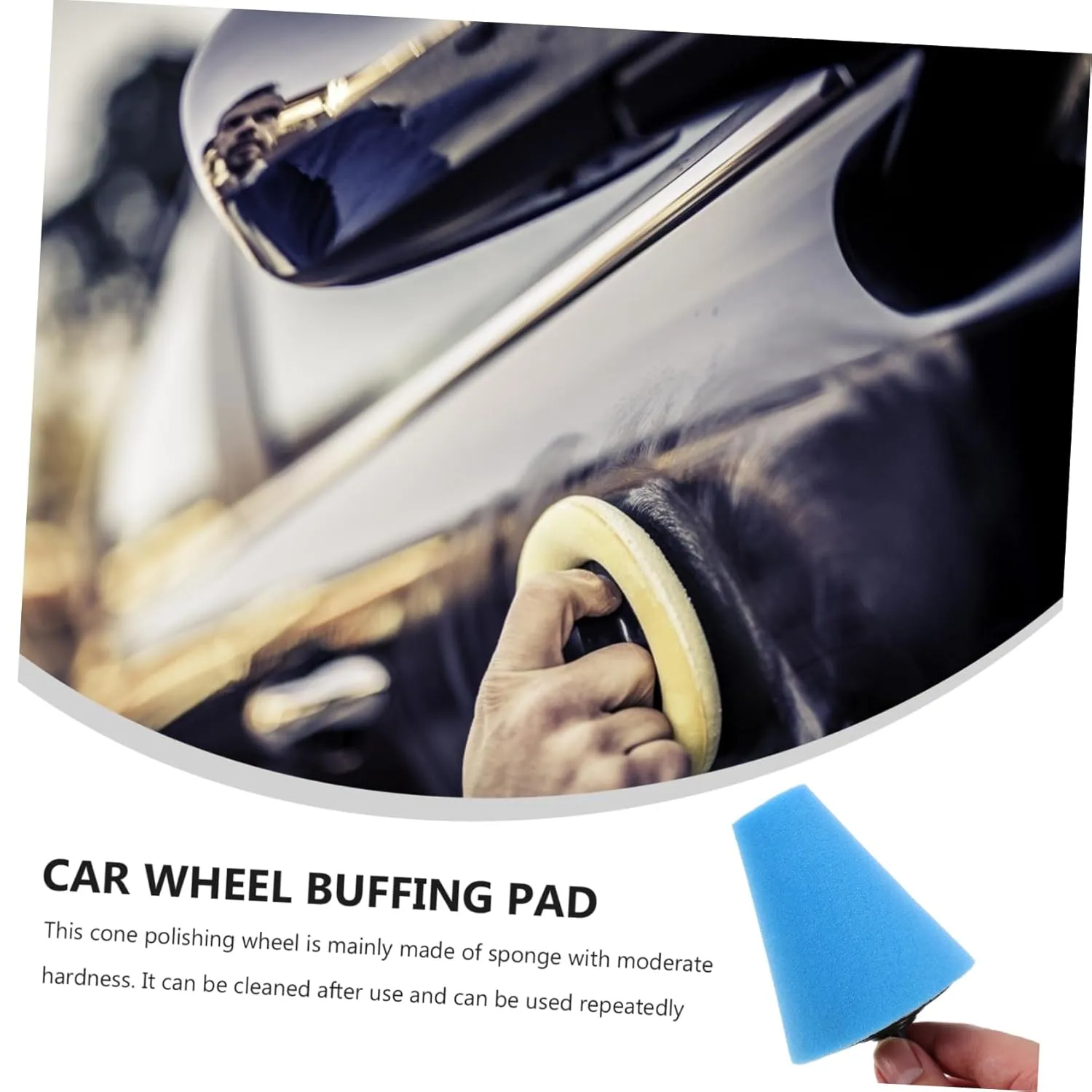 PRETYZOOM 3sets Auto Wheel Polishing Sponge Pads Reusable Buffing Tools for Car Detailing Wheel Care Polishing Cone for Hard to Reach Areas 3pcs*3