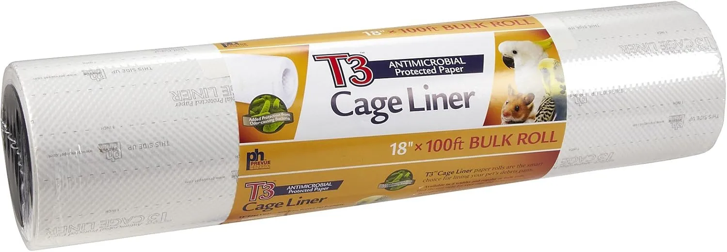 Prevue Hendryx Pet Products T3 Cage Liner, 18-Inch by 100-Feet White